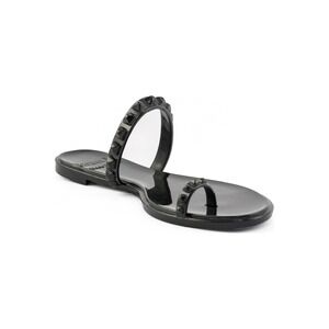 CARMEN SOL Maria Sandal Black Jelly Sandals Flops Black Size 8
